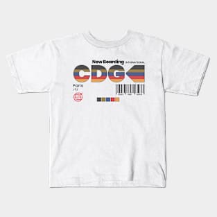 Vintage Paris CDG Airport Label Retro Travel Paris France Kids T-Shirt